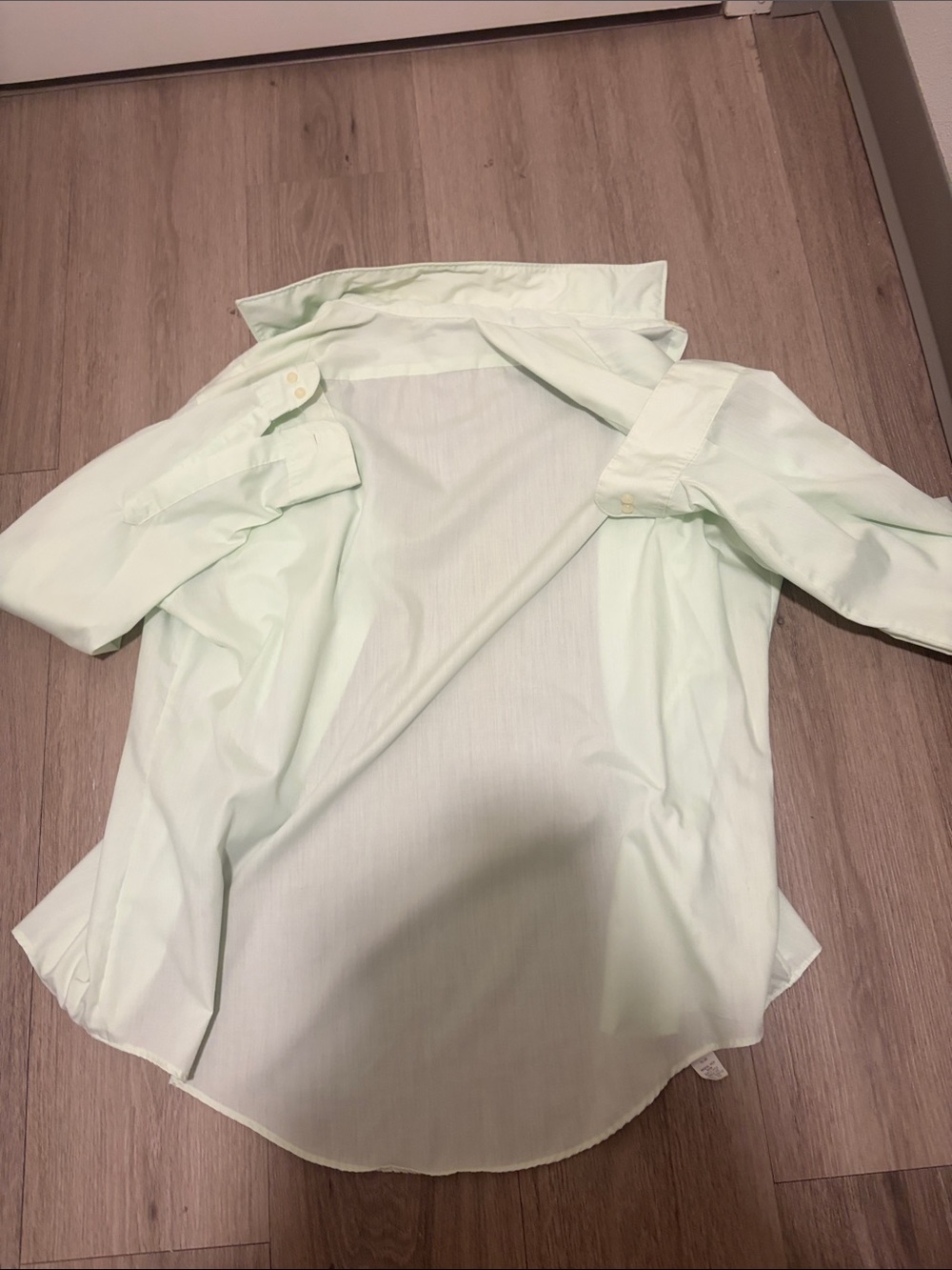 Vintage Van Heusen Mint Green Long Sleeve Dress Shirt 17 34/35 Made in USA - Picture 10 of 12